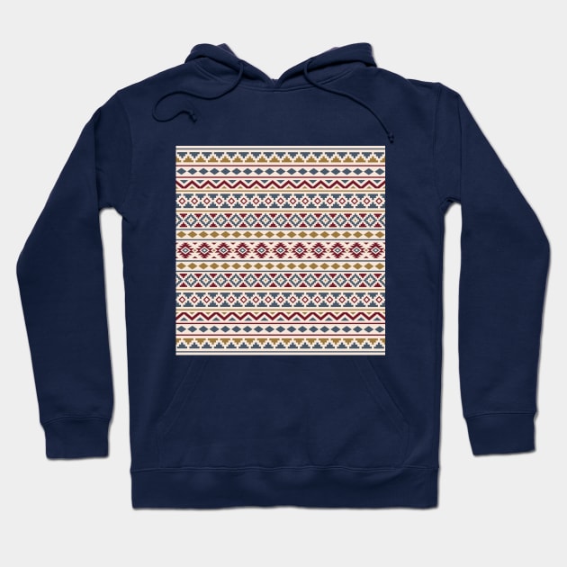 Aztec Essence Pattern II Blue Red Gld Crm Hoodie by NataliePaskell